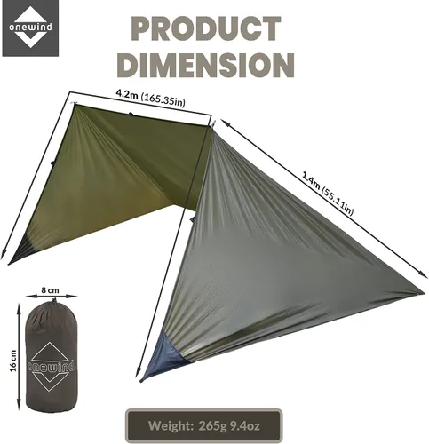 Vista 5 de onewind El juego de refugio para acampar incluye refugio de emergencia, BugNet, huella Juego de refugio con rejilla