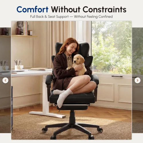 Vista 5 de Dowinx Silla de oficina grande y alta con cojín de resorte de bolsillo, sillas de juegos de computadora de respaldo alto con reposabrazos
