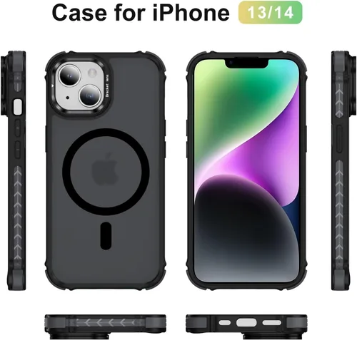 Vista 2 de Funda KETGII para iPhone 13, para iPhone 14, compatible con MagSafe, carga inalámbrica, resistente, a prueba de golpes, pata ajustable, delgada
