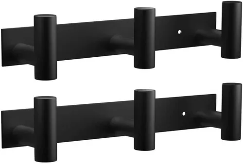 Vista 22 de VAEHOLD Perchero resistente de pared para colgar abrigos, ropa, batas, toallas y sombreros, con 3 ganchos, color negro