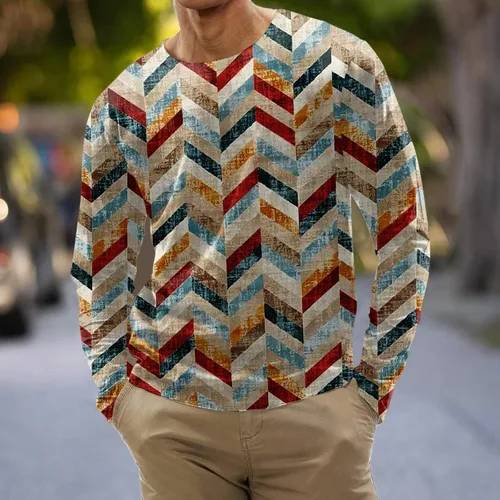 Vista 4 de Camisa de manga larga para hombre, ajuste holgado, sudadera de diseñador de moda, estampado vintage, ropa casual