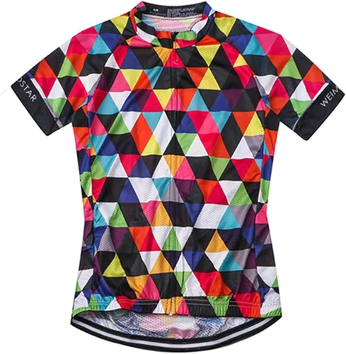 Vista 3 de Weimostar Camiseta de ciclismo de manga corta para hombre, ropa de bicicleta multicolor con diamantes, Multi