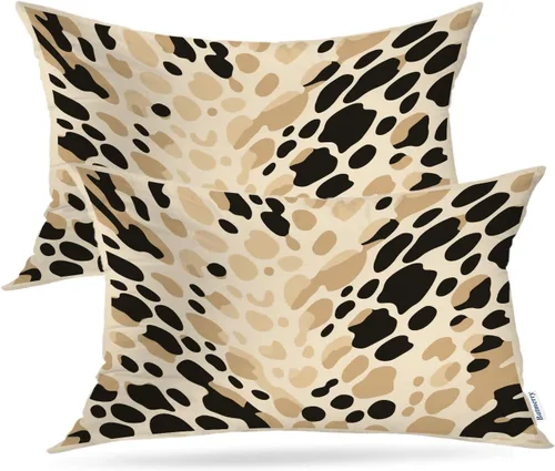 Vista 32 de Batmerry Animal Print Throw Pillow Covers, Spotted On Beige Decorative Pillow Covers Digital Printing Blended for Couch Sofa Bed Invisible Zipper