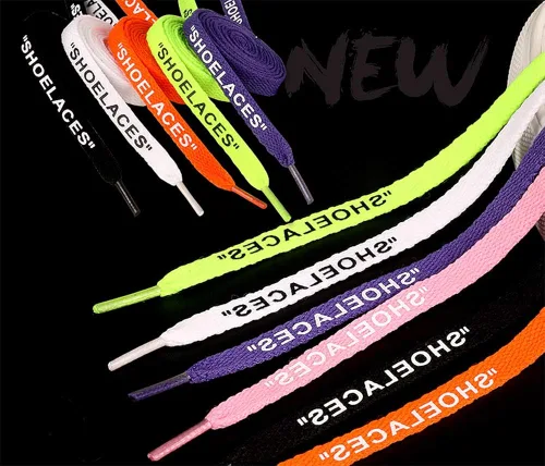 Vista 3 de Jurxy 3 pares de cordones planos impresos con texto, cordones de repuesto para zapatos deportivos, cordones de zapatos, 3.9ft, negro, blanco, morado