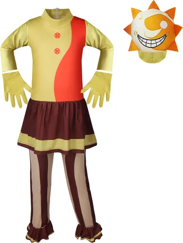 Vista 2 de Sundrop - Disfraz de luna para niños, juego de dibujos animados de payaso, cosplay para niños y niñas, overol de Halloween para niños de 5 a 12 años