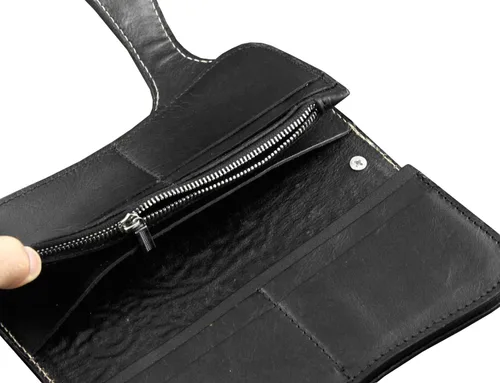 Vista 4 de Cartera larga de cuero con cadena de metal para hombre L69