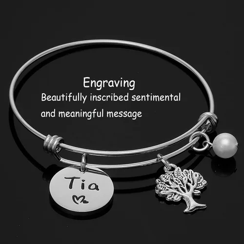 Vista 3 de Tia Gifts - Pulsera para mujer, los mejores regalos de Tia Tia Ever para regalos de Tia Tia Pulseras Joyería Pulsera Tia, Acero inoxidable, Acero