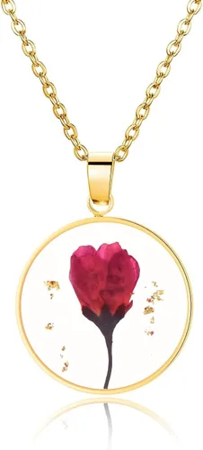 Vista 135 de Pressed Flower Necklace Gift for Women Personalized Handmade Necklaces Birth Flower Necklace