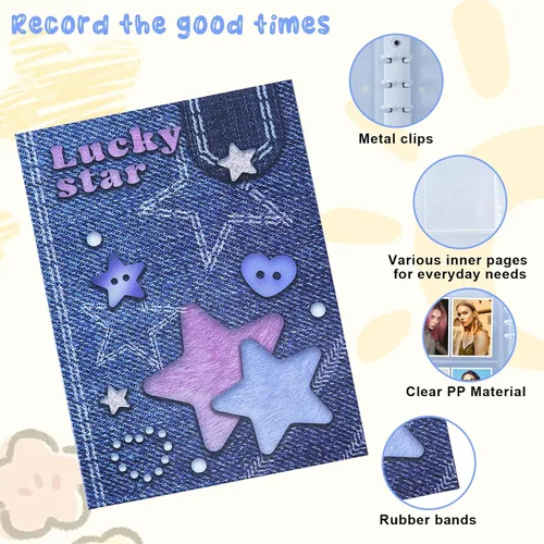 Vista 5 de Carpeta para tarjetas fotográficas A5, fundas para tarjeta fotográfica, diseño de conejito de cereza, helado y cachorro, álbum de tarjetas