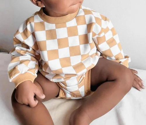 Vista 37 de Karuedoo Sudadera a cuadros para bebé niño y niña, mameluco de gran tamaño, manga larga, con burbujas, ropa neutra para otoño