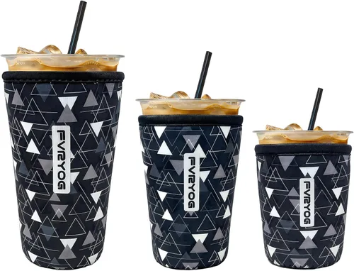 Vista 74 de Fundas de neopreno reutilizables aisladas para café helado, fundas para tazas de café helado, fundas para bebidas heladas y calientes
