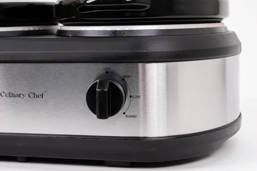 Vista 8 de CULINARY CHEF, triple olla de cocción lenta, servidor de buffet de 2.5 cuartos x 3 ollas, calentador de alimentos - Acero inoxidable