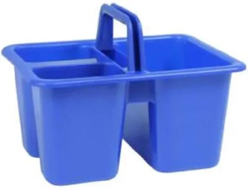 Vista 2 de Kids Arts & Crafts - Pequeños cubos de plástico con asas, 3 compartimentos, colores surtidos, juego de 4