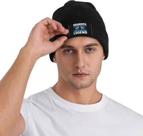 Vista 5 de KOSPOGO Grandpa The Man The Myth The Fishing Legend Beanie Hat for Men Women Soft Cozy Knit Hats Winter Warm Skull Cap