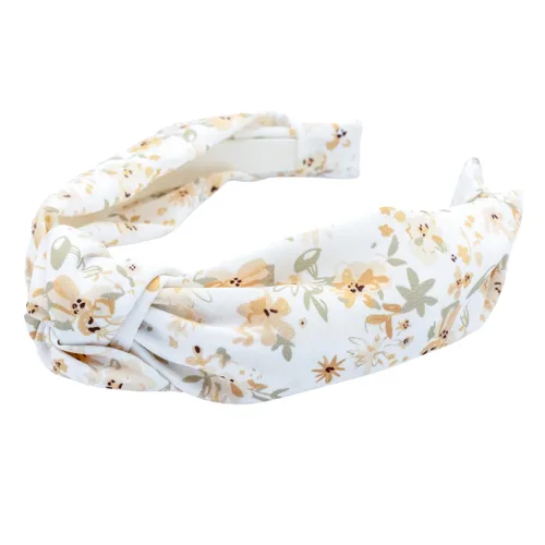 Vista 16 de Diadema anudada para mujer (beige con perlas), diadema ancha anudada, beige con ribete de encaje y perlas pequeñas