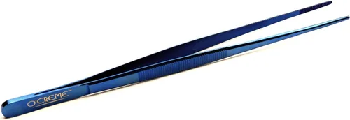Vista 12 de O'Creme - Pinzas de cocina de acero inoxidable con punta fina Precision plating tongs in purple, 6.25 inches long — ideal for garnishing, plating