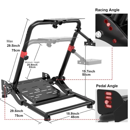 Vista 7 de DIWANGUS Racing Steering Wheel Stand Simulator Racing Stand Tilt-Adjustable Steering Wheel Stand for Logitech G25G27G29G920 ,Thrustmaster T300Rs