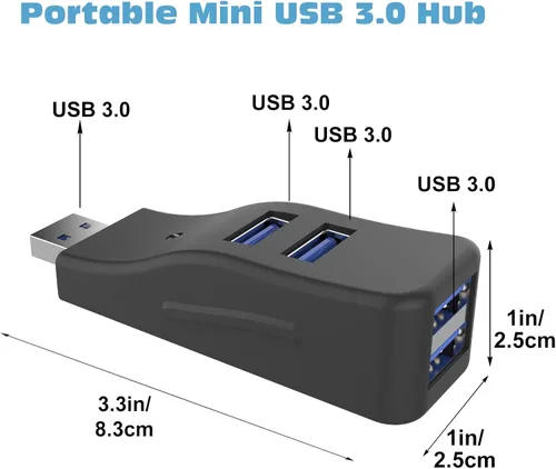 Vista 5 de VCOM Hub USB 3.0 para portátil, divisor USB de datos portátil de 4 puertos, mini USB A Port Expander, transferencia rápida de datos de 5 Gbps