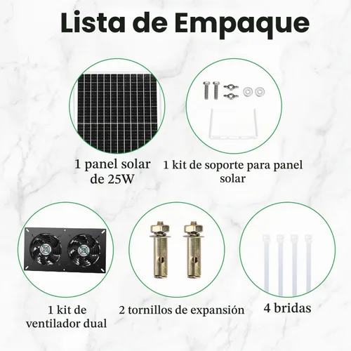 Vista 5 de blessny Kit de ventilador solar resistente a la intemperie 2 para entrada
