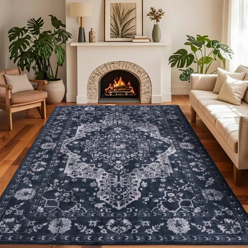 Vista 24 de nesrt Alfombra bohemia lavable de 2 x 10 pies, suave, antideslizante, extra larga, alfombra de cocina, color negro, vintage, geométrico, camino