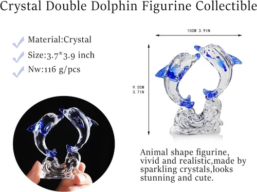 Vista 5 de H&D HYALINE & DORA Figura coleccionable de animales de cristal, pisapapeles, centro de mesa