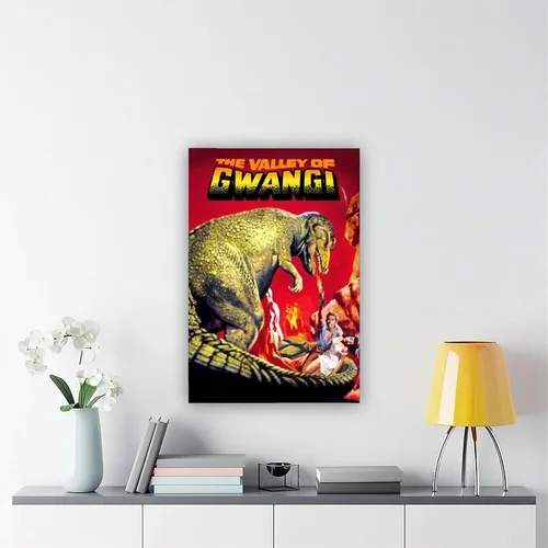 Vista 6 de SHUBIAO Póster de la película The Valley of Gwangi de los años 90, arte retro, 1 póster en lienzo para decoración de dormitorio, paisaje, oficina