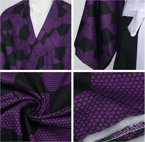 Vista 5 de LINKOM Anime Demon Kokushibou Cosplay Costume Kimono Outfits Uniform Set for Men Halloween Party