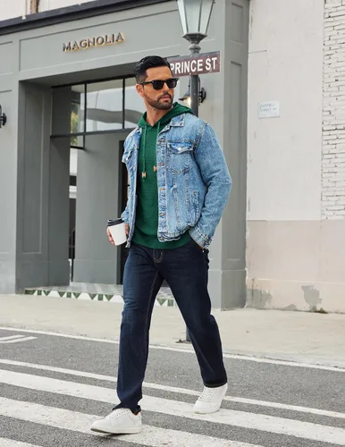 Vista 46 de COOFANDY Sudadera con capucha para hombre, casual, de manga larga, con cordón, de punto gofre, ajustada
