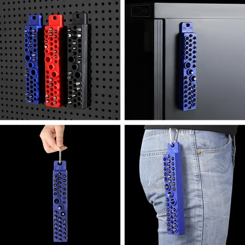 Vista 6 de Reniteco Soporte magnético para brocas, organizador de herramientas ABS de 1/4 de pulgada y 39 agujeros con base magnética fuerte para brocas