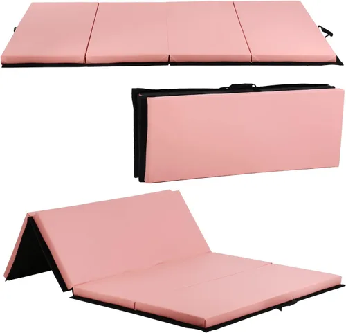 Vista 8 de Colchoneta de gimnasia plegable de 6 x 4 x 2 pulgadas de grosor, para gimnasio en casa, antideslizante, portátil, con asas de transporte, para niños