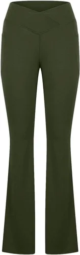 Vista 6 de DASAYO Womens Stretchy Thicken Warm Leggings Button Wide Leg Pant with Pockets Tummy Control Workout Pants Yoga Tights