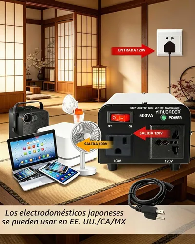 Vista 3 de 500W US al convertidor de voltaje de Japón 120V a 100V transformador reductor