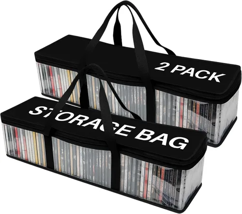 Vista 11 de Evelots Bolsa para Cintas de Casete - Organizador Transparente con Asas - Fácil de Transportar - Sin Polvo ni Humedad - Capacidad para 50 Cintas