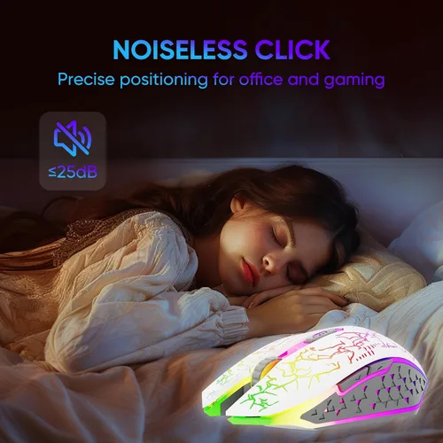 Vista 5 de MELOGAGA Ratón Bluetooth inalámbrico para juegos, 2.4G inalámbrico RGB recargable juego de PC ratón ratón ratón de computadora para computadora