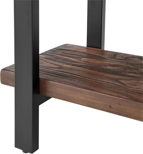 Vista 13 de Alaterre Furniture Pomona - Mesa auxiliar de madera maciza de 2 niveles con acabado natural y patas de metal, decoración moderna de granja