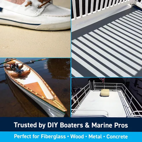 Vista 3 de TotalBoat TotalTread - Pintura antideslizante para cubierta, revestimiento de tracción antideslizante de grado marino para barcos, madera, fibra