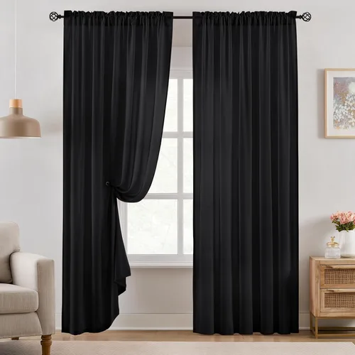 Vista 21 de HOMEIDEAS - Cortinas semitransparentes de privacidad blancas que no se transparentan, 52 x 96 pulgadas Blanco
