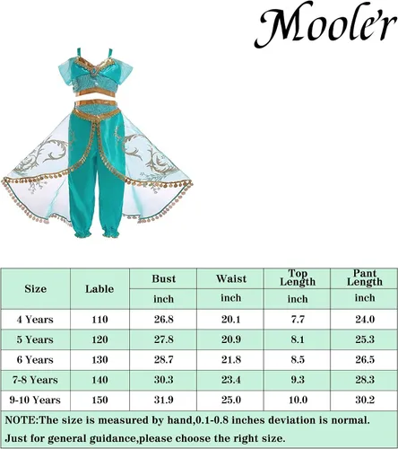Vista 3 de Disfraz de princesa árabe para niñas, disfraz de fiesta de Halloween, cosplay, talla 4-10 años