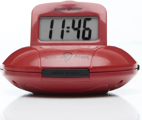 Vista 9 de Sonic Alert Reloj Despertador Digital – Reloj Despertador de Viaje para Personas que Duermen Profundamente – Reloj Despertador Agitador de Cama