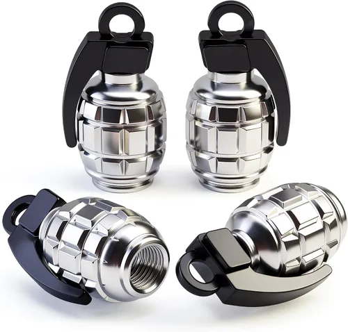 Vista 39 de 4 tapas de válvula de neumático, cubiertas universales de válvula de neumático de aleación de aluminio para automóviles, camiones, SUV, Negro