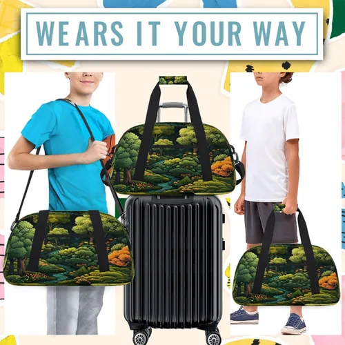 Vista 6 de Travel Duffle Bag, Waterproof Weekender Overnight Bags for Women Men Forest Lightweight Carry on Duffle Gym Bag for Travel, Sports, Fitness, Workout