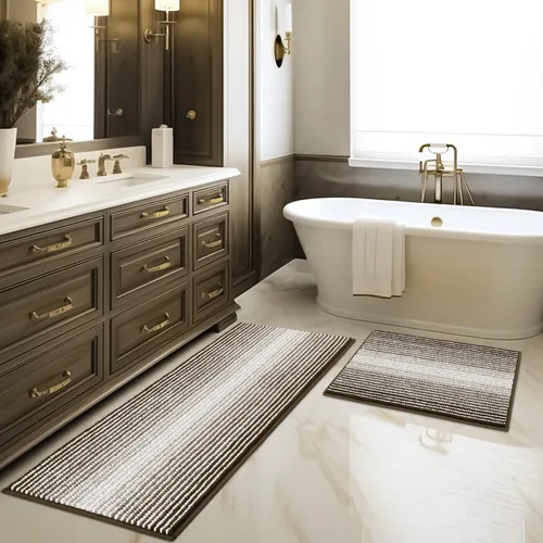Vista 61 de BSICPRO Tapetes de baño de felpilla, 20 x 32 pulgadas, antideslizantes, absorbentes, suaves, peludos, para baño, lavables a máquina (salvia)