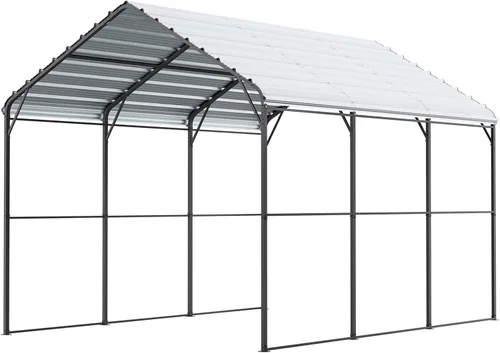 Vista 109 de VEVOR Cobertizo Tienda de Almacenamiento Exterior Portátil Resistente de 6 x 8 x 7 pies, Refugio de Cochera Garaje Impermeable con Puerta Enrollable