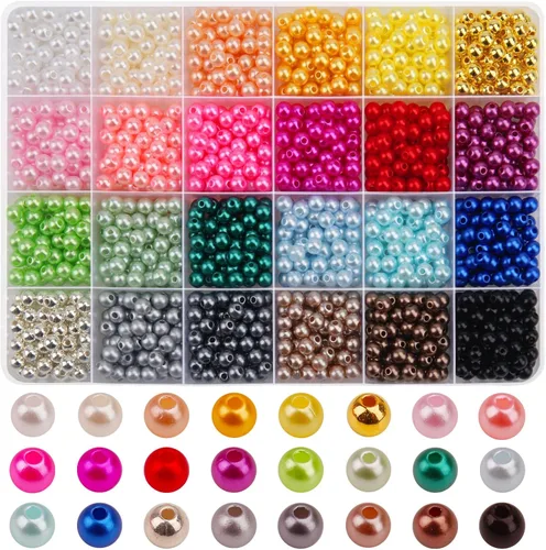 Vista 21 de 1440 piezas de cuentas redondas de acrílico mate de 6 mm de color caramelo, 24 colores surtidos de cuentas de chicle de plástico con agujero Juego
