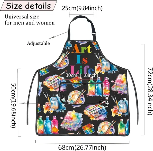 Vista 2 de JXGZSO Delantal de pintor para artistas, regalo para amantes del arte, pintor, regalo para artistas, delantal impermeable con bolsillo