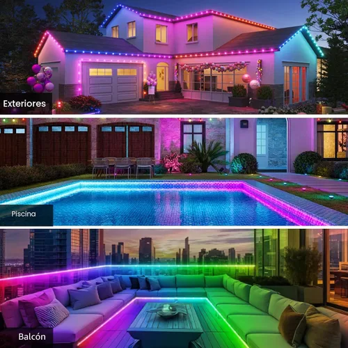 Vista 3 de Tira de luces LED Ws2812 RGB+IC de 16.4 pies IP68 impermeable para exteriores, alimentación por USB de 5 V, sincronización de música, Bluetooth