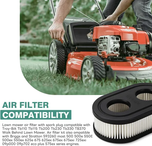 Vista 5 de 593260 Bujía de filtro de aire compatible con Troy-Bilt TB110 TB115 TB200 TB230 TB330 TB370 Filtro de aire para cortacésped 798452 334404、4247 5432K