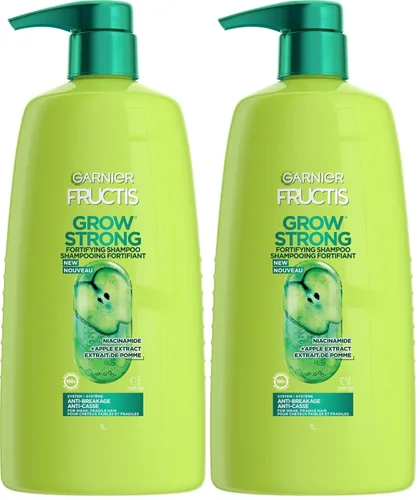 Vista 3 de Garnier Fructis Grow Strong Champú, 33.8 onzas líquidas, 1 unidad (el embalaje puede variar)