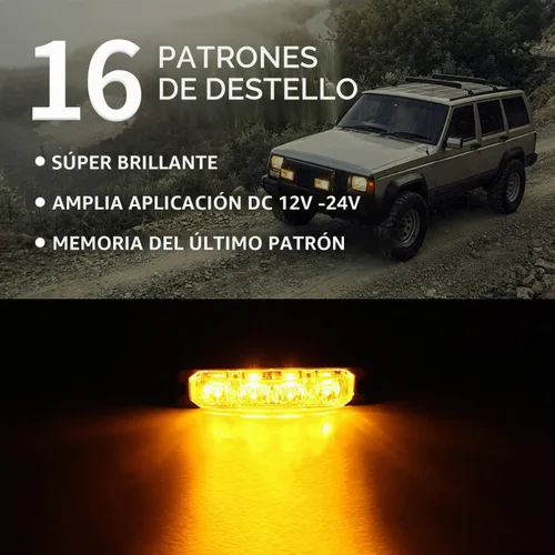 Vista 2 de Purishion - Luz estroboscópica con 4 luces LED color ámbar, impermeable, para barra de precaución, 10 patrones intermitentes, apto para automóvil