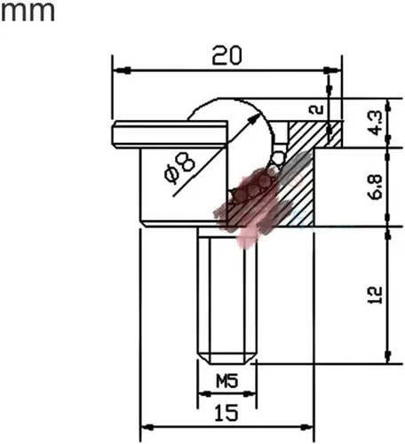 Vista 3 de CHFENG-C SP8-FL Ruedas de bolas con tornillo, bola de entrega de precisión en miniatura, tornillo M5, soporte de carga 22.0 lbs, rueda para muebles